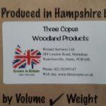 our threecopse label including our grown in britian logo