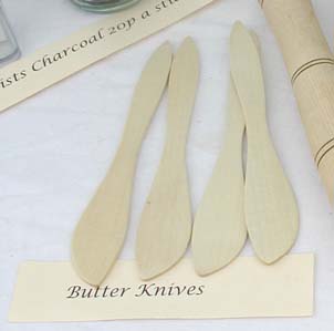 Our butter knives are made from sycamore using hand tools