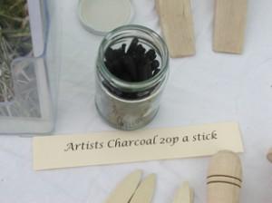 a jar of artist's charcoal