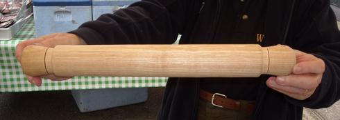 A hand turned Ash rolling pin