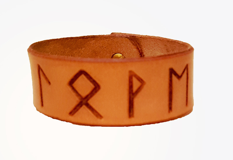 runic love cuff made from leather