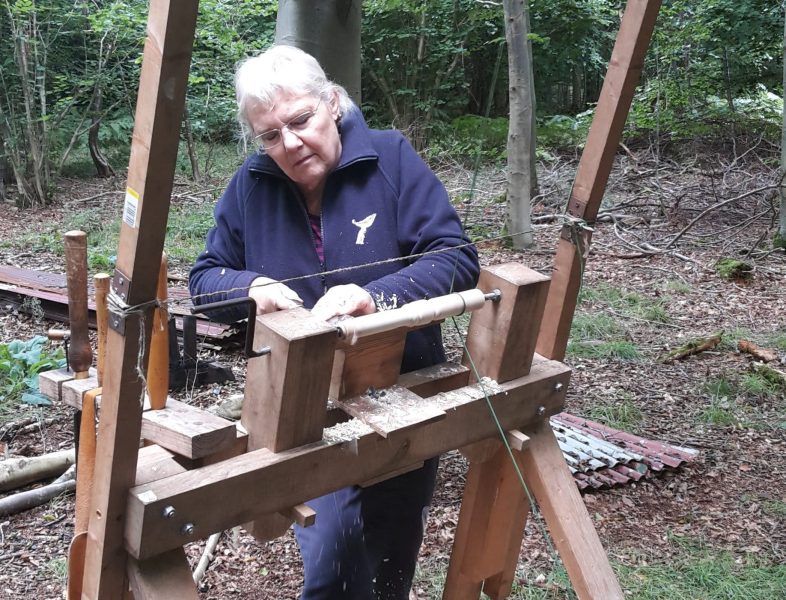 one our course attendees haed at it on the pole lathe